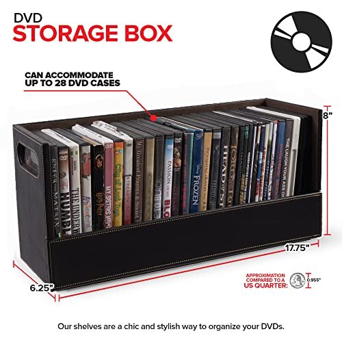 DVD Storage Box Review Stock Your Home Faux Leather Organizer with Magnetic Flap and Stackable Design