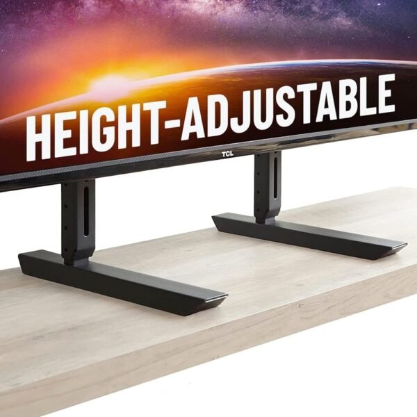 ECHOGEAR Universal Large TV Stand - Height Adjustable Base for TVs up to 77" - Wobble-Free Replacement Stand Works w/Any TV Including Vizio, TCL, Samsung & More - Flat Design...