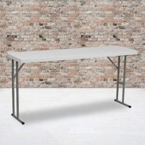 EMMA + OLIVER 5-Foot Rectangle Granite White Plastic Folding Training/Seminar Table EMMA + OLIVER 5-Foot Rectangle Granite White Plastic Folding Training/Seminar Table