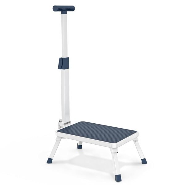Folding Step Stool, Step Stools with Handle for Elderly Adults, Metal Stepping Stool with Adjustable Handrail in Kitchen, Bathroom, Bedroom, 330 Lbs Capacity Folding Step Stool, Step Stools with Handle for Elderly Adults, Metal Stepping Stool with Adjustable Handrail in Kitchen, Bathroom, Bedroom, 330 Lbs Capacity