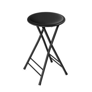 Folding Stool - Backless 24-Inch Stool with 225lb Capacity for Kitchen or Rec Room - Portable Indoor Counter Bar Stools by Lavish Home (Black) Folding Stool - Backless 24-Inch Stool with 225lb Capacity for Kitchen or Rec Room - Portable Indoor Counter Bar Stools by Lavish Home (Black)