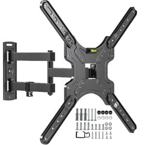 Full Motion TV Wall Mount for Most 26-55 Inch TVs, Corner Wall Mount TV Bracket with Tilt Swivel and Articulating, Single Stud Center Design Fits Flat/Curved TVs, Max VESA...