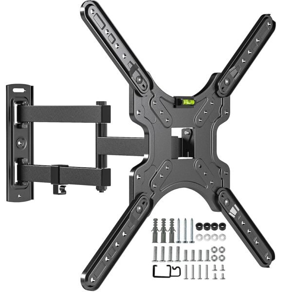 Full Motion TV Wall Mount for Most 26-55 Inch TVs, Corner Wall Mount TV Bracket with Tilt Swivel and Articulating, Single Stud Center Design Fits Flat/Curved TVs, Max VESA... Full Motion TV Wall Mount for Most 26-55 Inch TVs, Corner Wall Mount TV Bracket with Tilt Swivel and Articulating, Single Stud Center Design Fits Flat/Curved TVs, Max VESA...