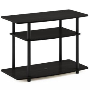 Furinno Turn-N-Tube No Tools 3-Tier Entertainment Center TV Stand for TV up to 32 Inch, Plastic Round Tubes, Espresso/black