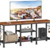 Furologee TV Stand for TVs up to 55 Inch, Entertainment Center with Open Storage Shelves, TV Media Console Table with Soundbar Shelf for Living Room, Bedroom, Rustic Brown Furologee TV Stand for TVs up to 55 Inch, Entertainment Center with Open Storage Shelves, TV Media Console Table with Soundbar Shelf for Living Room, Bedroom, Rustic Brown