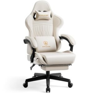 GTPLAYER Gaming Chair with Speakers, Video Game Chairs with Footrest, PC Gamer Chairs for Adults - Padded High Back Ergonomic Reclining Silla Gamer, Linkage Armrest, Ace Pro, Ivory GTPLAYER Gaming Chair with Speakers, Video Game Chairs with Footrest, PC Gamer Chairs for Adults - Padded High Back Ergonomic Reclining Silla Gamer, Linkage Armrest, Ace Pro, Ivory