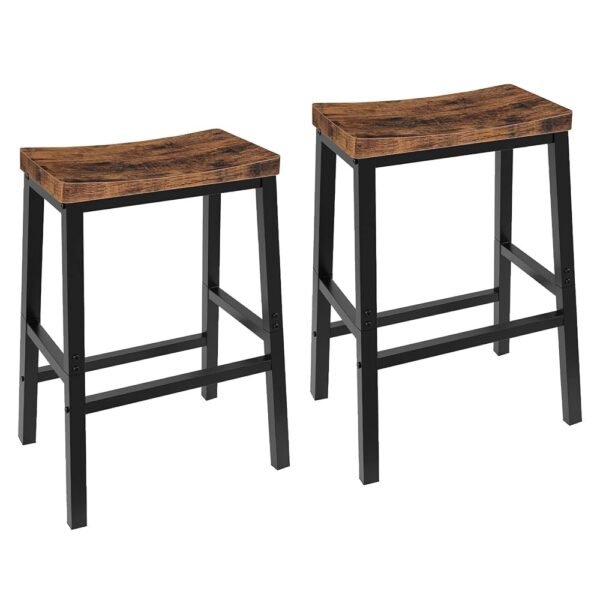 HOOBRO Bar Stools, Set of 2 Bar Chairs, 23.6 Inch Saddle Stools, Kitchen Counter Seat with Footrests, Industrial Barstools for Dining Room, Kitchen, Counter, Rustic Brown and... HOOBRO Bar Stools, Set of 2 Bar Chairs, 23.6 Inch Saddle Stools, Kitchen Counter Seat with Footrests, Industrial Barstools for Dining Room, Kitchen, Counter, Rustic Brown and...