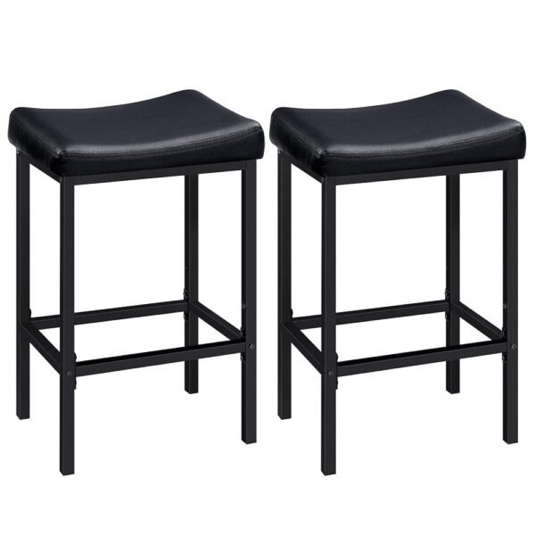 HOOBRO Bar Stools, Set of 2 Bar Chairs, Counter Height Stools, Saddle Barstools with Curved Surface, 24.8 Inches, 2.4" Thick Upholstery, for Kitchen, Dining Room, Cafe Black... HOOBRO Bar Stools, Set of 2 Bar Chairs, Counter Height Stools, Saddle Barstools with Curved Surface, 24.8 Inches, 2.4" Thick Upholstery, for Kitchen, Dining Room, Cafe Black...