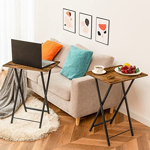 HOOBRO Folding Tables Review Best Space Saving Rustic Brown TV Tray Set HOOBRO Folding Tables Review Best Space Saving Rustic Brown TV Tray Set
