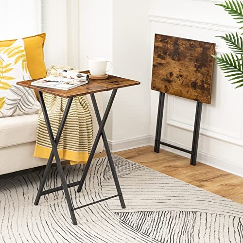 HOOBRO Folding Tables Review Best Space Saving Rustic Brown TV Tray Set HOOBRO Folding Tables Review Best Space Saving Rustic Brown TV Tray Set