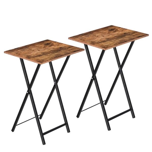 HOOBRO Folding TV Tray Tables, Set of 2 Side Table for Small Space, Industrial Snack Tables for Eating at Couch, Stable Metal Frame, Easy Assembly, Space Saving, Rustic Brown... HOOBRO Folding TV Tray Tables, Set of 2 Side Table for Small Space, Industrial Snack Tables for Eating at Couch, Stable Metal Frame, Easy Assembly, Space Saving, Rustic Brown...