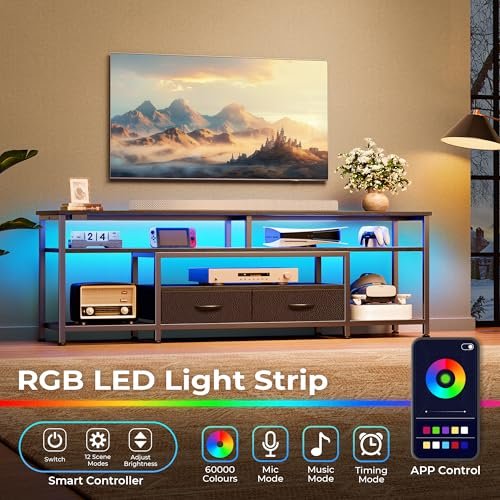 Huuger 63 Inch TV Stand Review with LED Lights Power Outlets and Storage Huuger 63 Inch TV Stand Review with LED Lights Power Outlets and Storage