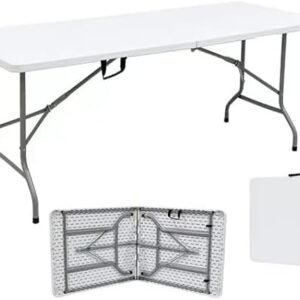 Indoor Outdoor Heavy Duty Portable with Handle Lock for Picnic Party Camping, 6 Feet, White Indoor Outdoor Heavy Duty Portable with Handle Lock for Picnic Party Camping, 6 Feet, White