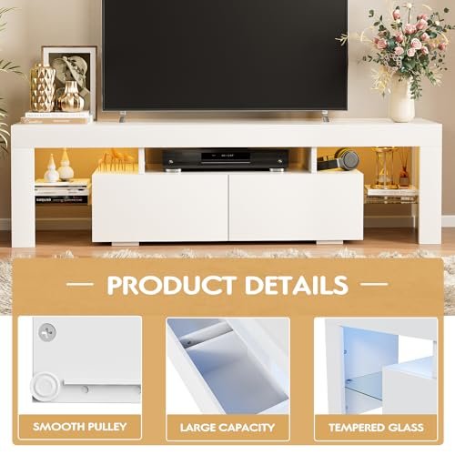 JUMMICO Modern Lighting TV Stand Review Best for 70 Inch TVs and Storage JUMMICO Modern Lighting TV Stand Review Best for 70 Inch TVs and Storage
