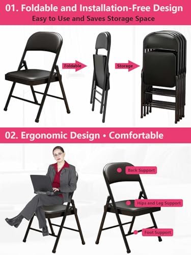 KAOCHA Folding Chairs Charles Review Comfortable Padded PU Leather Seat Durable Design KAOCHA Folding Chairs Charles Review Comfortable Padded PU Leather Seat Durable Design