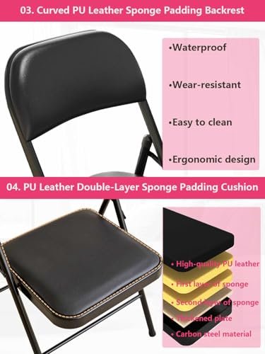 KAOCHA Folding Chairs Charles Review Comfortable Padded PU Leather Seat Durable Design KAOCHA Folding Chairs Charles Review Comfortable Padded PU Leather Seat Durable Design