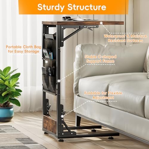 Kufutee Folding TV Tray Table Review Portable Rustic Brown C Shaped Side Table Kufutee Folding TV Tray Table Review Portable Rustic Brown C Shaped Side Table