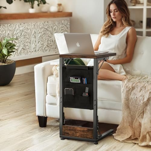Kufutee Folding TV Tray Table Review Portable Rustic Brown C Shaped Side Table Kufutee Folding TV Tray Table Review Portable Rustic Brown C Shaped Side Table
