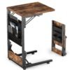 Kufutee Folding TV Tray Table, Small Folding Side Table with Storage Bag, Portable C Shaped End Table for Couch Sofa Bed, Rustic Brown Kufutee Folding TV Tray Table, Small Folding Side Table with Storage Bag, Portable C Shaped End Table for Couch Sofa Bed, Rustic Brown