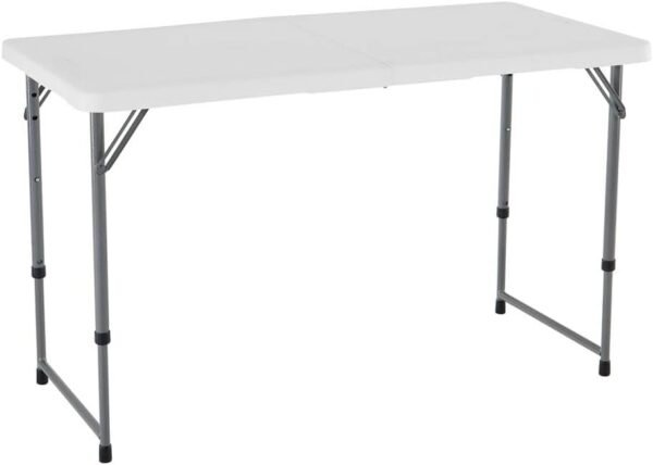Lifetime Fold-in-Half Adjustable Folding Table, 4 Foot Lifetime Fold-in-Half Adjustable Folding Table, 4 Foot