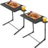 LORYERGO Multifunctional TV Tray Table - [2 Packs] Adjustable TV Dinner Tray Tables with 6 Height & 3 Tilt Angle, Folding TV Trays with Cup Holder for Bed & Sofa, for Eating &...