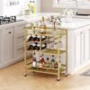 MAHANCRIS Gold Bar Cart Review Modern 3-Tier Serving Cart with Wine Rack MAHANCRIS Gold Bar Cart Review Modern 3-Tier Serving Cart with Wine Rack