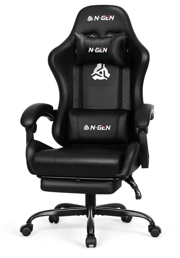 N-GEN GAMING Video Gaming Chair with Footrest High Back Ergonomic Comfortable Office Computer Desk with Lumbar Support Height Adjustable with PU Leather Recliner for Adults... N-GEN GAMING Video Gaming Chair with Footrest High Back Ergonomic Comfortable Office Computer Desk with Lumbar Support Height Adjustable with PU Leather Recliner for Adults...