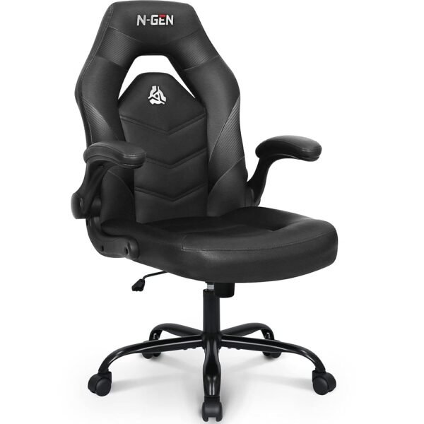 N-GEN Video Gaming Computer Chair Ergonomic Desk Office Chair for Adults with Lumbar Support Flip-Up Arms Adjustable Height Swivel Wheels PU Leather Executive Design for Home... N-GEN Video Gaming Computer Chair Ergonomic Desk Office Chair for Adults with Lumbar Support Flip-Up Arms Adjustable Height Swivel Wheels PU Leather Executive Design for Home...