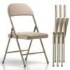 Nazhura 4 Pack Folding Chairs, Fabric Dining Chair Set with Padded Cushion and Back, Indoor Outdoo Seat for Home Office Events Wedding Party (Oatmeal Strip Fabric Seating) Nazhura 4 Pack Folding Chairs, Fabric Dining Chair Set with Padded Cushion and Back, Indoor Outdoo Seat for Home Office Events Wedding Party (Oatmeal Strip Fabric Seating)