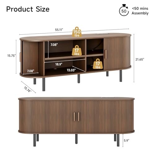 ONBRILL 55 Inch TV Stand Review Modern Walnut Media Console with Storage ONBRILL 55 Inch TV Stand Review Modern Walnut Media Console with Storage