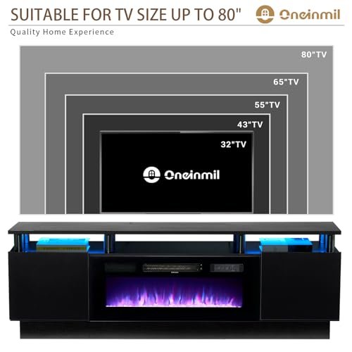 oneinmil Fireplace TV Stand Review Best 70 Inch Black TV Console with Electric Fireplace oneinmil Fireplace TV Stand Review Best 70 Inch Black TV Console with Electric Fireplace