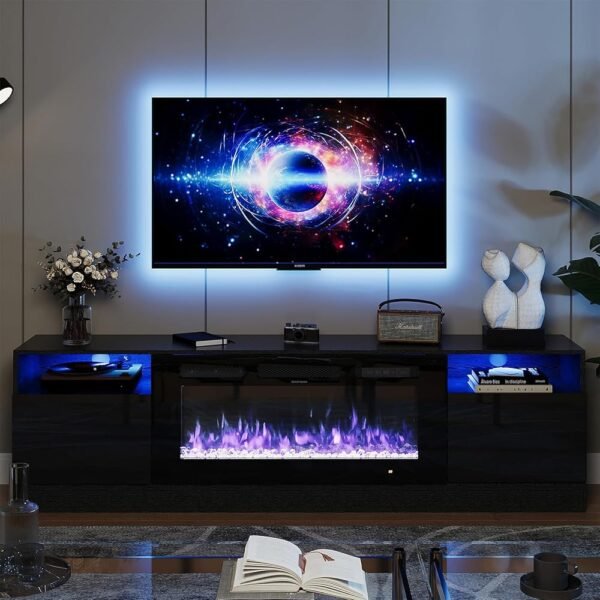 oneinmil Fireplace TV Stand with 36" Electric Fireplace, LED Light Entertainment Center, Modern Wood Texture Entertainment Stand with Highlight Storage Cabinet for TVs Up to... oneinmil Fireplace TV Stand with 36" Electric Fireplace, LED Light Entertainment Center, Modern Wood Texture Entertainment Stand with Highlight Storage Cabinet for TVs Up to...