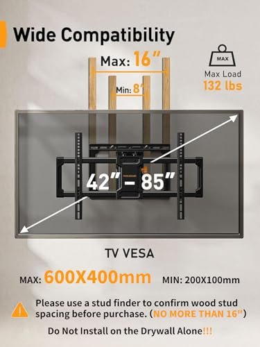 Perlegear Full Motion TV Wall Mount Review Best for 42-85 Inch TVs Stability