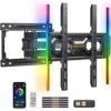 Perlegear Pre-Assembled TV Wall Mount with LED Lights for 26-65 inch TVs up to 99 lbs, Max VESA 400x400mm, Swivel, Extension, Tilt, TV Backlights with Music Sync, Fits 16”/12”...