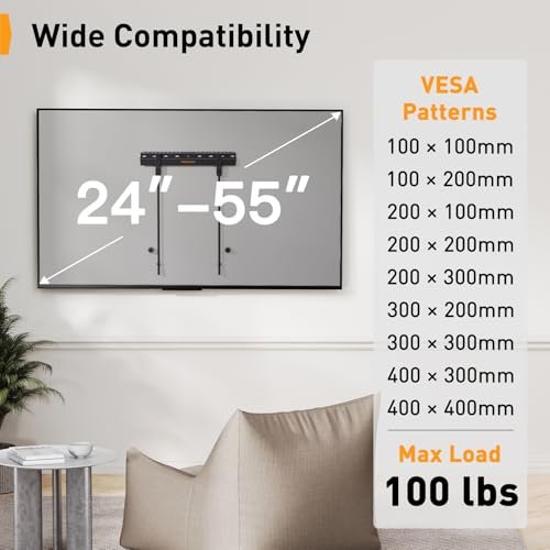 Perlegear Studless TV Wall Mount Review Best No Drill Mount for 24-55 Inch TVs