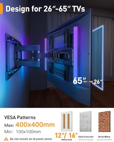 Perlegear TV Wall Mount Review with LED Lights Flexible Swivel and Tilt Features