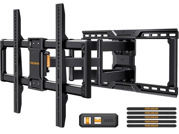 Perlegear UL-Listed Full Motion TV Wall Mount for 42–90 Inch TVs up to 150 lbs, Pre-Assembled TV Mount with Tool-Free Tilt, Swivel, Extension, Max VESA 600 x 400mm,...