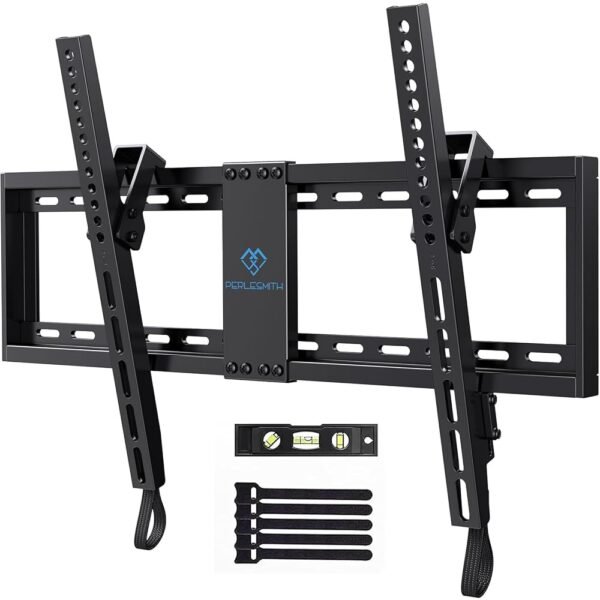 PERLESMITH UL Listed TV Mount for Most 37-82 inch TV, Universal Tilt TV Wall Mount Fits 16”- 24” Wood Stud with Loading 132 lbs & Max VESA 600x400mm, Low Profile Flat Wall Mount...