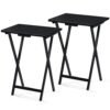 PJ Wood 2-Pack TV Tray Folding Dinner Table w/Collapsible Storage Rack, Black PJ Wood 2-Pack TV Tray Folding Dinner Table w/Collapsible Storage Rack, Black