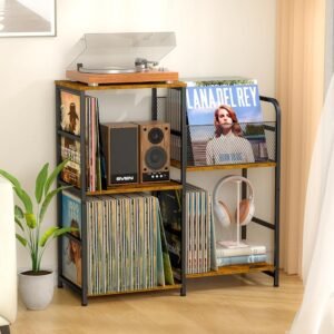 Record Player Stand, Turntable Stand with Vinyl Storage Holds up to 300+ Albums, Storage Cabinet for Vinyl Records, Record Player Table for Living Room Record Player Stand, Turntable Stand with Vinyl Storage Holds up to 300+ Albums, Storage Cabinet for Vinyl Records, Record Player Table for Living Room