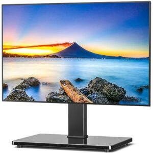 Rfiver Universal Swivel TV Stand Table Top TV Stand for 32-65,70,75 Inch LCD LED TV up to 110 lbs -Height Adjustable Center Pedestal Stand Replacement with Heavy Duty Tempered... Rfiver Universal Swivel TV Stand Table Top TV Stand for 32-65,70,75 Inch LCD LED TV up to 110 lbs -Height Adjustable Center Pedestal Stand Replacement with Heavy Duty Tempered...