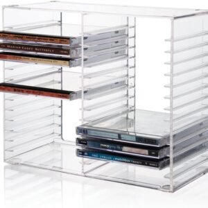 STORi Stackable Clear Plastic CD Organizer with Rubber Feet | Rectangular Jewel Cases Holder Perfect for Theatre Room | Holds up to 30 CD Cases | Made in USA STORi Stackable Clear Plastic CD Organizer with Rubber Feet | Rectangular Jewel Cases Holder Perfect for Theatre Room | Holds up to 30 CD Cases | Made in USA