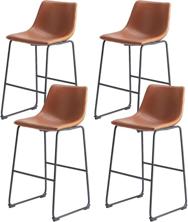 Sweetcrispy Counter Height Bar Stools Set of 4, Modern Counter Stool Faux Leather Barstools with Back, 26 inch Seat Height Island Stools Countertop Comfortable Brown Bar Chairs... Sweetcrispy Counter Height Bar Stools Set of 4, Modern Counter Stool Faux Leather Barstools with Back, 26 inch Seat Height Island Stools Countertop Comfortable Brown Bar Chairs...