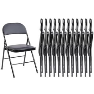 Sweetcrispy Folding Chair 12 Pack, Leather Padded Folding Chairs, Sturdy Metal Foldable Chairs, Easy to Use and Store, Outdoor and Indoor, for Home, Office, Party, Comfy Sweetcrispy Folding Chair 12 Pack, Leather Padded Folding Chairs, Sturdy Metal Foldable Chairs, Easy to Use and Store, Outdoor and Indoor, for Home, Office, Party, Comfy