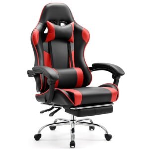 Sweetcrispy Video Game Desk Chair - Ergonomic Computer with Footrest and Comfy Lumbar Support, PU Leather Recliner with Headrest, Fixed Up Armrest, Height Adjustable with 360°... Sweetcrispy Video Game Desk Chair - Ergonomic Computer with Footrest and Comfy Lumbar Support, PU Leather Recliner with Headrest, Fixed Up Armrest, Height Adjustable with 360°...