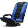 Swivel Gaming Floor Chair - Enjoy 6 Different Positions, Adjustable Lumbar Support, Removable Polyester Cover & Arm Rests, Folds to Store, Stylish Blue with Black Center Stripe Swivel Gaming Floor Chair - Enjoy 6 Different Positions, Adjustable Lumbar Support, Removable Polyester Cover & Arm Rests, Folds to Store, Stylish Blue with Black Center Stripe
