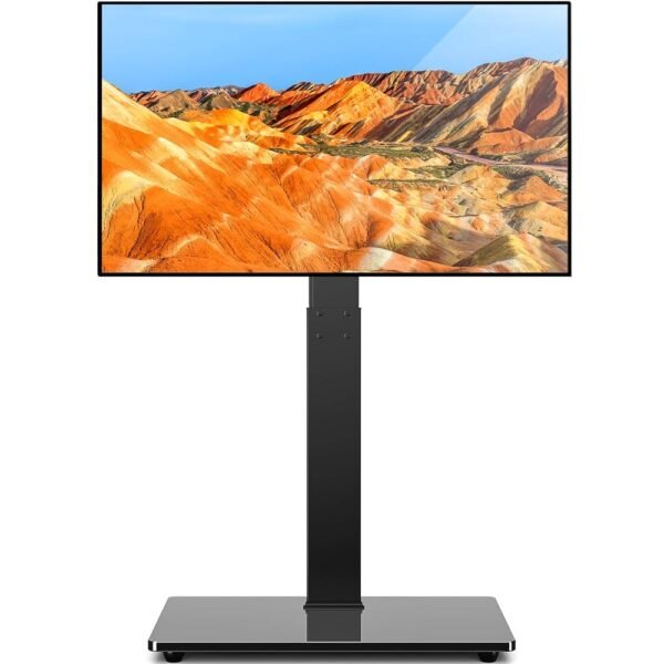 TAVR Universal Floor TV Stand Base for 32-74 Inch TVs up to 110 Lbs with Swivel Height Adjustable Mount, Black Tempered Glass Base for Media Storage and Space Saving TAVR Universal Floor TV Stand Base for 32-74 Inch TVs up to 110 Lbs with Swivel Height Adjustable Mount, Black Tempered Glass Base for Media Storage and Space Saving