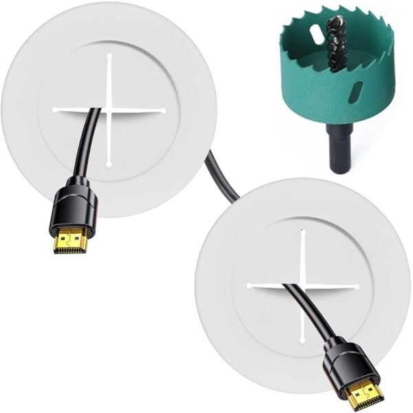 TV Wire Hider Kit for Wall Mount TV, White in Wall Cable Management Kit, Includes 2 Pass Throughs and Hole Saw Drill Attachment for Easy Install TV Wire Hider Kit for Wall Mount TV, White in Wall Cable Management Kit, Includes 2 Pass Throughs and Hole Saw Drill Attachment for Easy Install