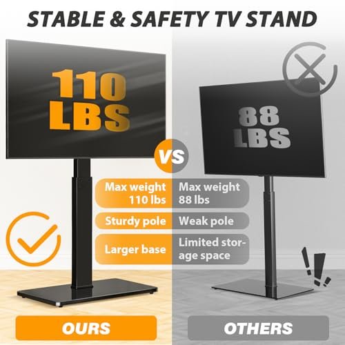 Universal Floor TV Stand Review TAVR Furniture Black Tempered Glass Base Universal Floor TV Stand Review TAVR Furniture Black Tempered Glass Base
