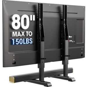 Universal TV Stand, Table Top TV Stand Base Wobble-Free Replacement for Most 24 to 80 Inch LCD LED TVs, 7 Height Adjustable TV Legs Hold up to 150lbs, Max VESA 800x500mm, Black... Universal TV Stand, Table Top TV Stand Base Wobble-Free Replacement for Most 24 to 80 Inch LCD LED TVs, 7 Height Adjustable TV Legs Hold up to 150lbs, Max VESA 800x500mm, Black...